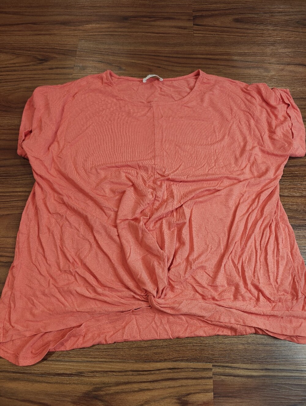 Zenana Outfitters Coral Short Sleeve Knot Front Tee